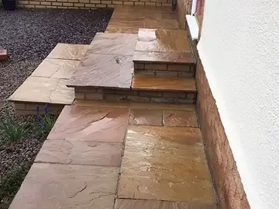 The same patio steps cleaned back to their natural colour