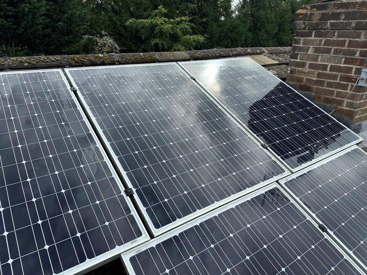 Solar panels cleaned with pure water