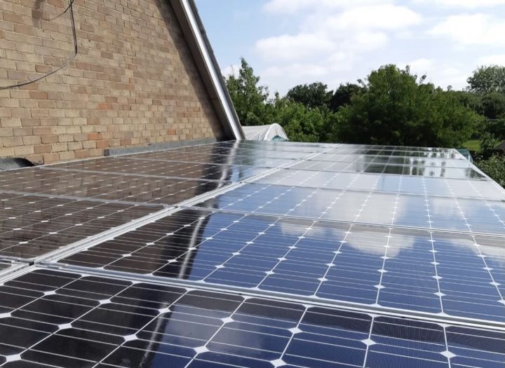 Solar panels cleaned with pure water